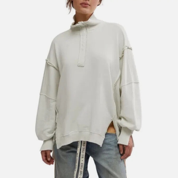 We The Free Tops - FP We The Free Camden Henley Sweatshirt in Grey Opal sz lg NWT